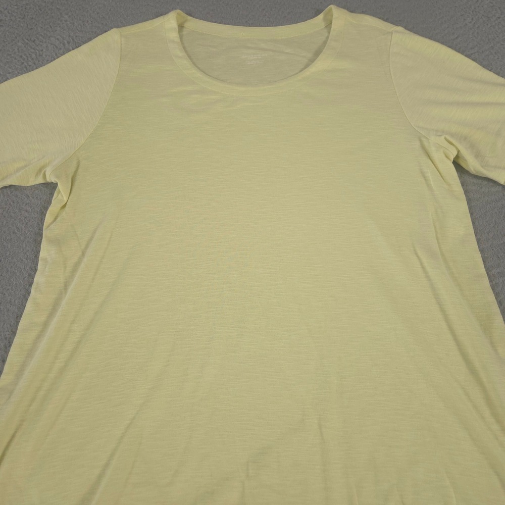 J. Jill Top Womens Large Yellow Pima Slub Scoop-Neck Side-Slit Tee Cotton Shirt